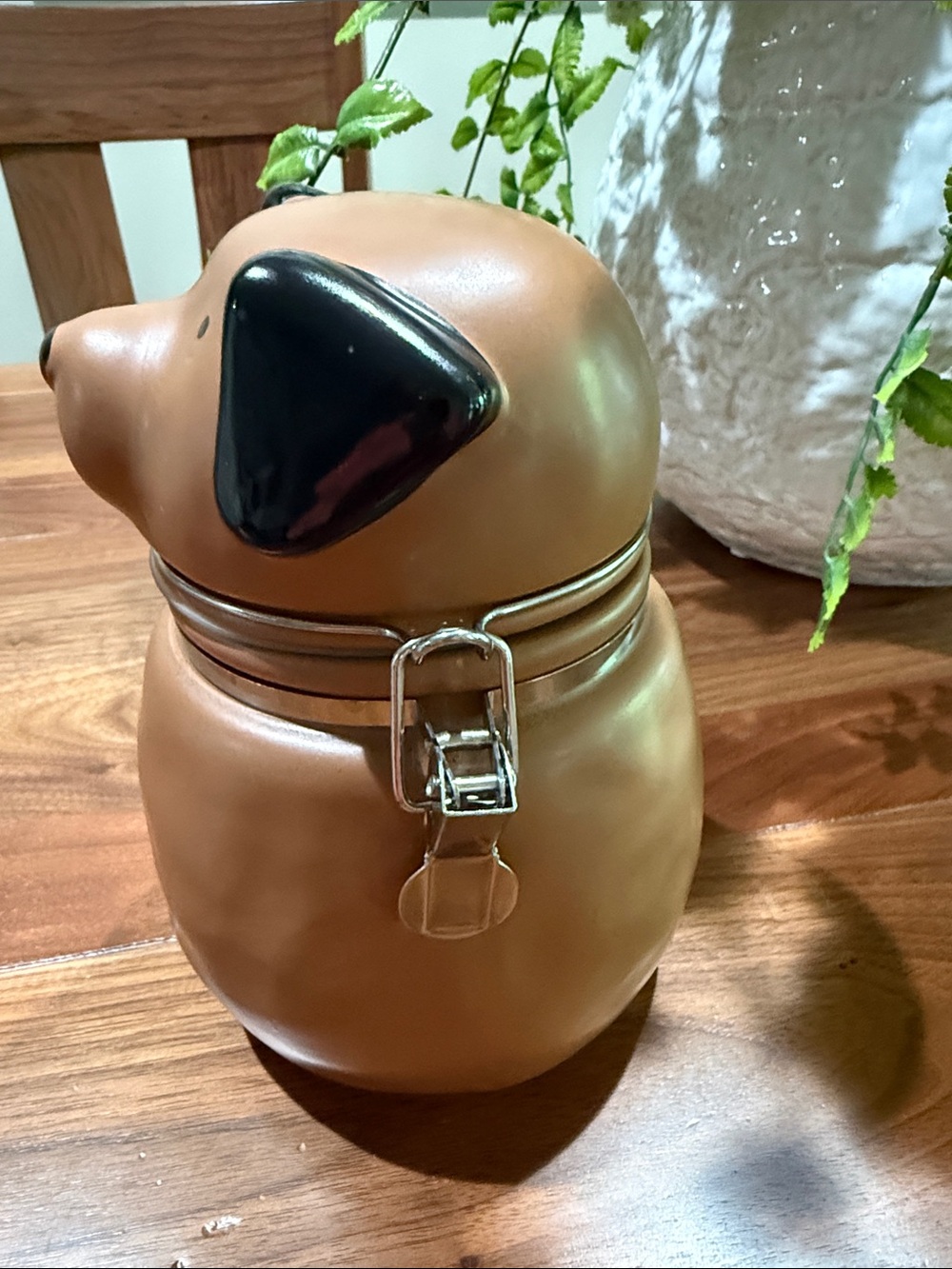 Vintage Snail Ceramic Puppy Treat Canister - Copper Brown wSealed Tight Closure - Picture 2 of 6